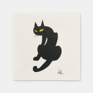 SCHWARZES CAT-HALLOWEEN-PARTY SERVIETTE