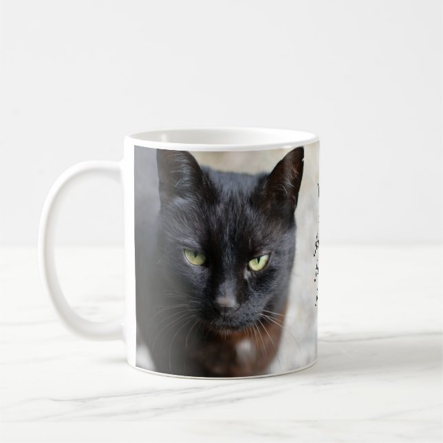 Schwarzes Cat Lover Bild mit Motivierend Zitat Kaffeetasse (Links)