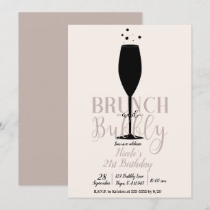 Schwarzes Champagner-Glas Brunch und prickelnder G Einladung