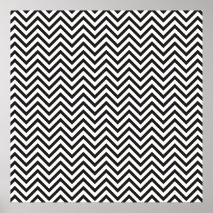 Schwarzes Chevron-Muster Poster