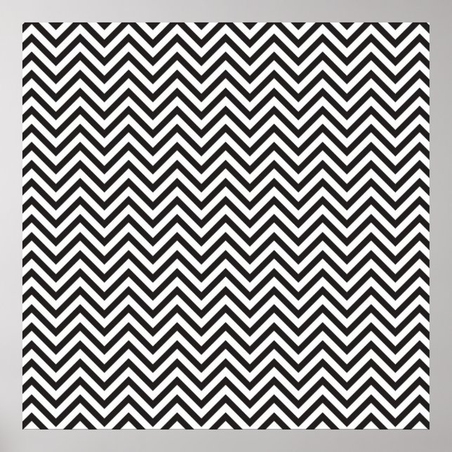 Schwarzes Chevron-Muster Poster (Vorne)