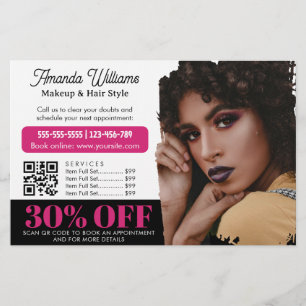 Schwarzes Chic Pink Schönheitssalon Promo Rabatt F Flyer