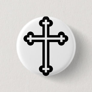 Schwarzes christliches Kreuz Button