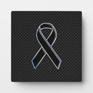 Schwarzes Chrome Style Band Awareness Carbonfaser Fotoplatte