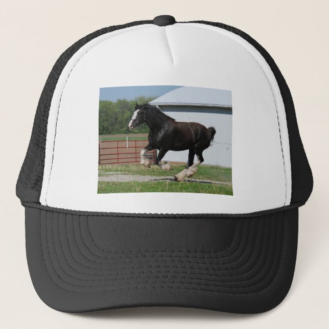 Schwarzes Clydesdale Truckerkappe (Vorderseite)
