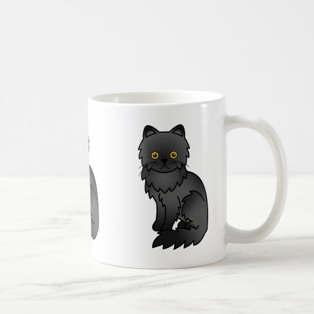 Schwarzes Coat Persian Cat Cartoon Illustration Kaffeetasse (Rechts)