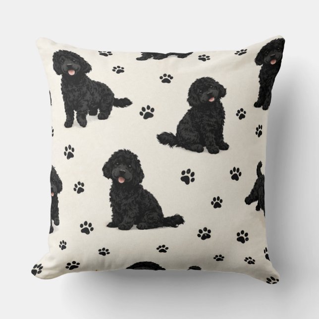Schwarzes Cockapoo-Geschenk | Hübsches Hunde-Muste Kissen (Vorderseite)