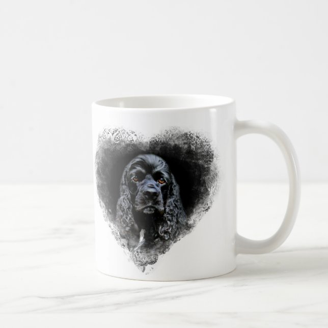 Schwarzes cocker spaniel stellen gegenüber tasse (Rechts)