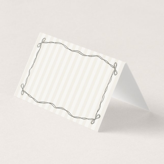 Schwarzes Coquette Bow Beige Platzkarte Tische Dek (Vorderseite)