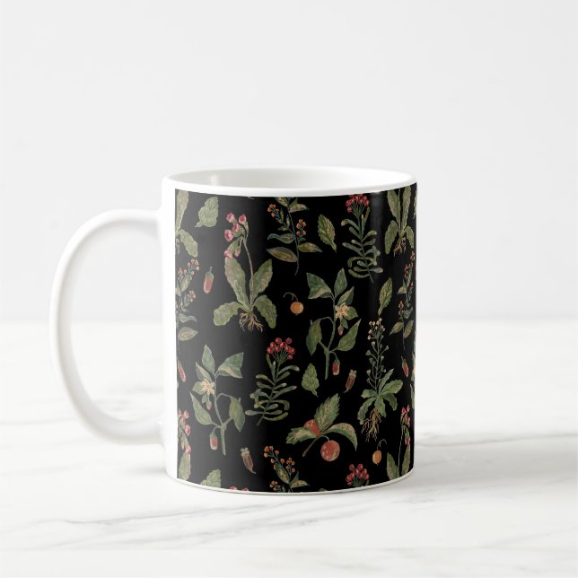 Schwarzes Cottagecore-Kräuter  Kaffeetasse (Links)