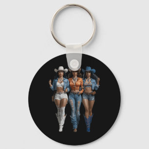 Schwarzes Cowgirl Western-T-Shirt Rodeo Land Fraue Schlüsselanhänger