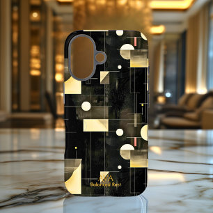Schwarzes & cremefarbenes ausgewogenes geometrisch iPhone 16 hülle