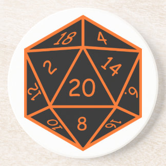 Schwarzes D20 u. Orange Untersetzer