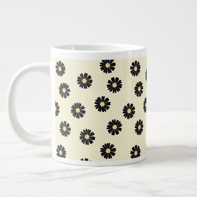 Schwarzes Daisy-Muster Jumbo-Tasse (Links)