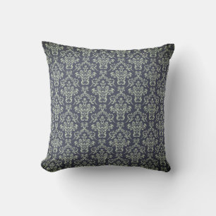 Schwarzes Damaskmuster Muster Viktorianisch Kissen
