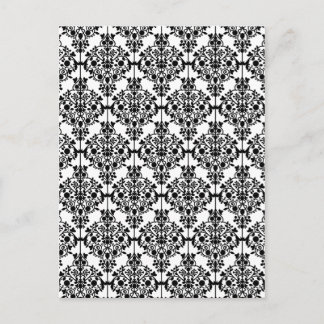 Schwarzes Damast-Muster 1 Vintage-Blumenmuster Postkarte