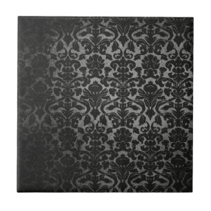 schwarzes Damastmuster mit Spitze Fliese