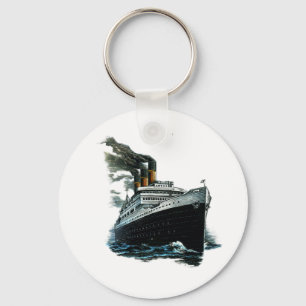 Schwarzes Dampferschiff Schlüsselanhänger