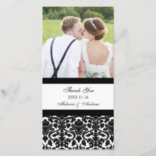 Schwarzes danken Ihnen Hochzeits-Foto-Karten Dankeskarte
