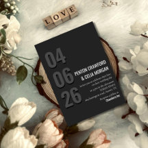 Schwarzes Datum - Minimalistische Hochzeitseinladu