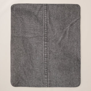 Schwarzes Denim-Gewebe, Modetextur. Sherpadecke