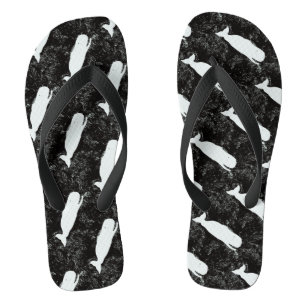 Schwarzes der weißen Wale Flip Flops