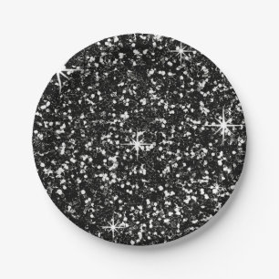 Schwarzes des GLITZER Pappteller