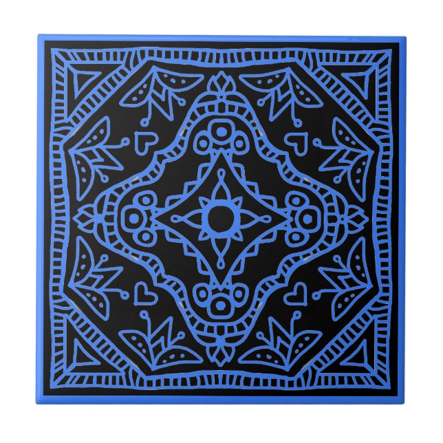 Schwarzes Design Fliese (Vorderseite)
