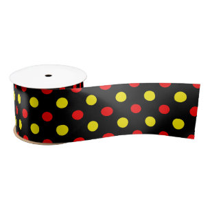 Schwarzes Design mit roten und gelben Tupfen Satinband