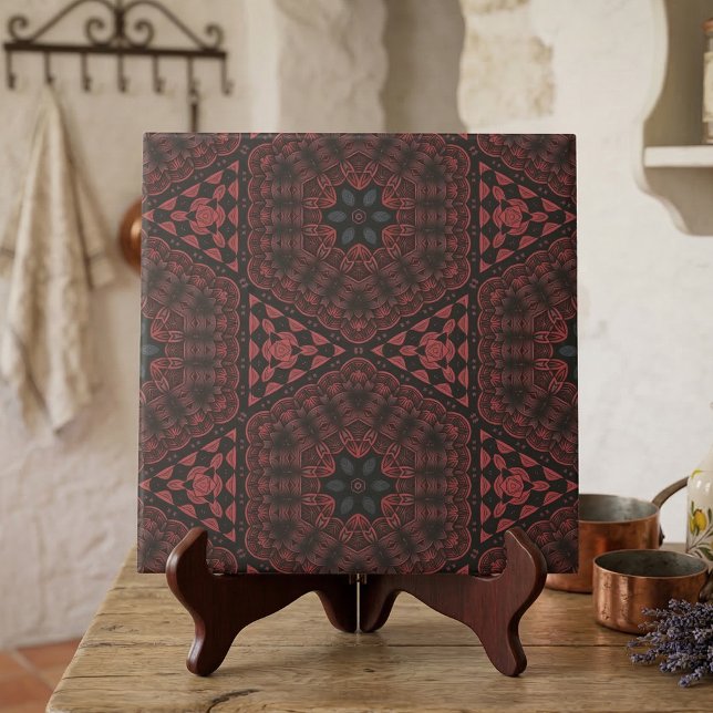 Schwarzes detailliertes Muster für die geometrisch Fliese (Von Creator hochgeladen)