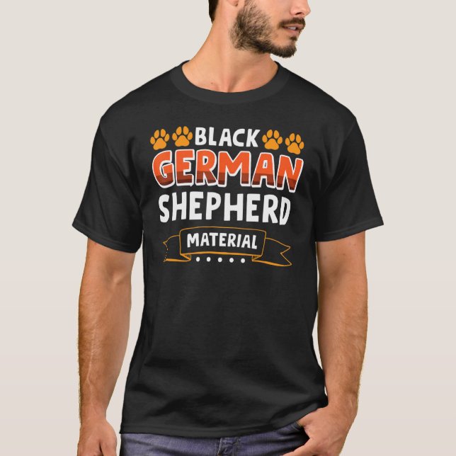 Schwarzes Deutscher Schäferhund-Material T-Shirt (Vorderseite)