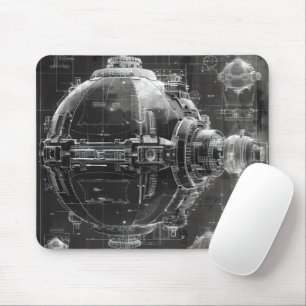 Schwarzes Diagramm der Raumstation Mousepad