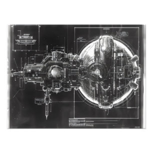 Schwarzes Diagramm der SciFi-Basis Fotodruck