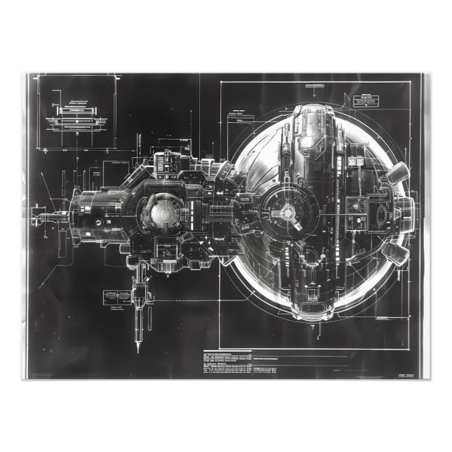 Schwarzes Diagramm der SciFi-Basis Fotodruck (Vorne)