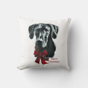Schwarzes Dogge-Weihnachten Kissen