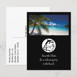 Schwarzes Dolphin-Silhouette-Monogramm-Foto Einladungspostkarte