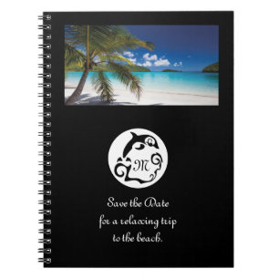 Schwarzes Dolphin-Silhouette-Monogramm-Foto Notizblock