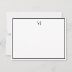 Schwarzes doppeltes Rahmen Vintage Monogramm Mitteilungskarte