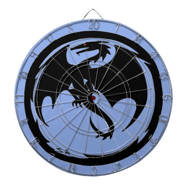 Schwarzes Drachenblau Dartscheibe (vorne)