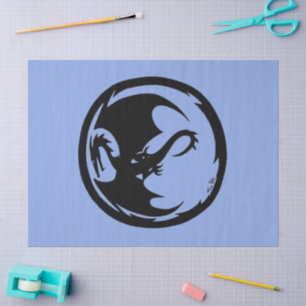 Schwarzes Dragon blaues Papier groß