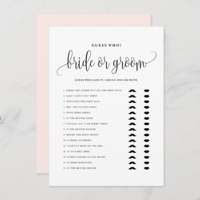 Schwarzes Drehbuch sagte er sagte, sie sagte Braut Begleitkarte (Vorne/Hinten)