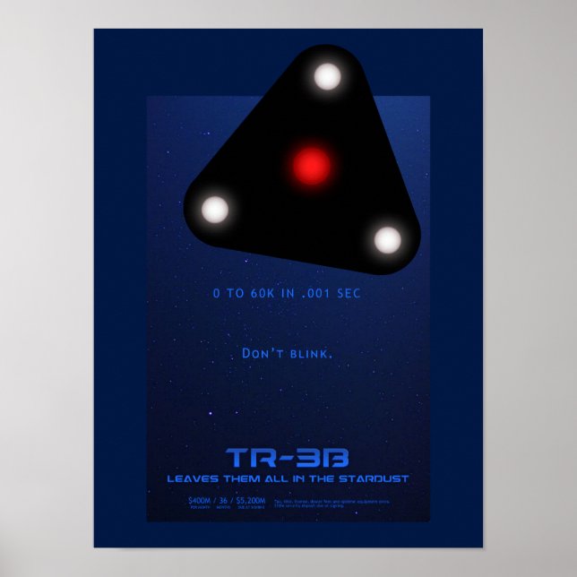 Schwarzes Dreieck TR-3B UFO Poster (Vorne)