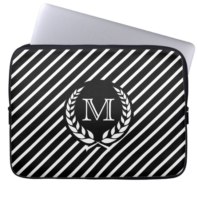 Schwarzes DS-Monogramm Laptopschutzhülle (Vorderseite)