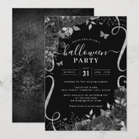 Schwarzes dunkles Spooky Floral Scroll Halloween-P