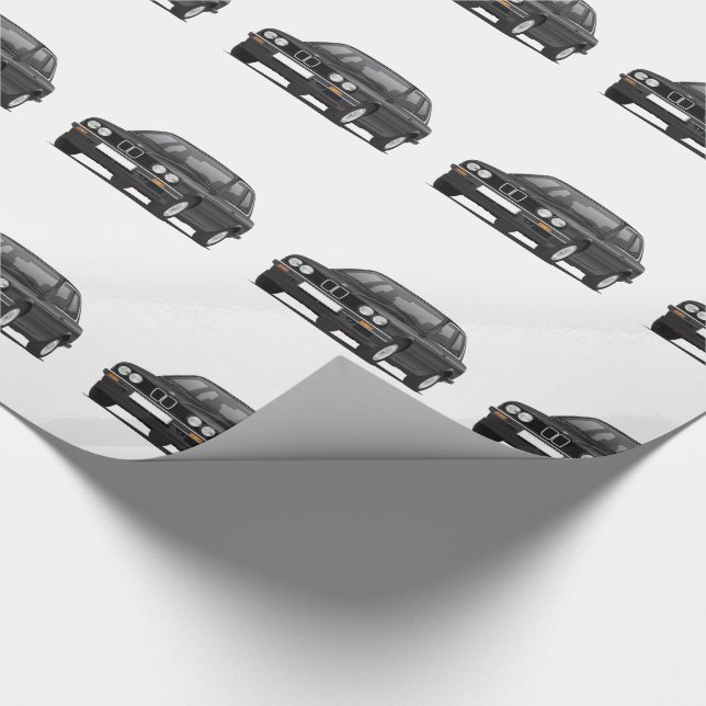 Schwarzes E30 3er Muster Geschenkpapier (Ecke)