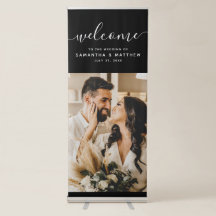 Schwarzes einfaches Elegant Willkommen beim Hochze
