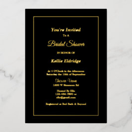 Schwarzes einfaches Gerahmtes Brautparty Folieneinladung