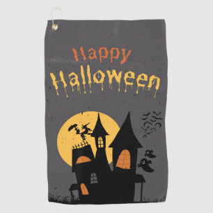 Schwarzes einfaches glückliches Halloween-Porträt Golfhandtuch