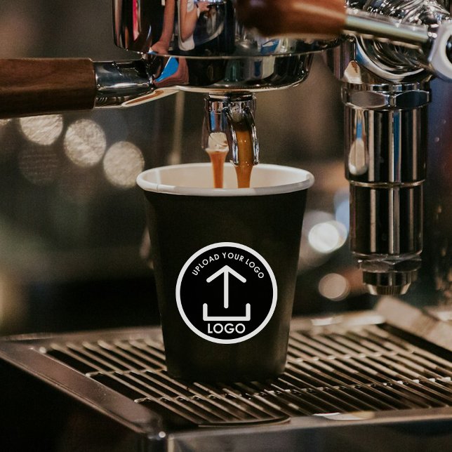 Schwarzes, einfaches, modernes Berufliches Firmenl Pappbecher (Black Simple Modern Professional Business Logo Paper Cups)