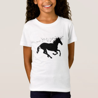 Schwarzes Einhorn mit magischen Sternen T-Shirt